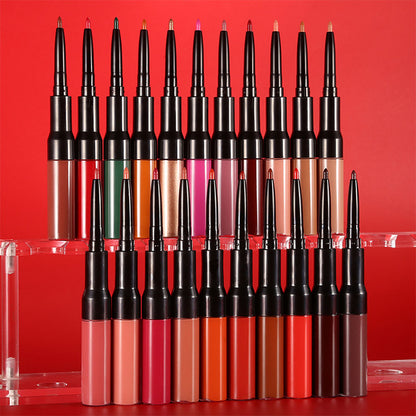 15 Color Matte Liquid Lipstick+Lip Liner Double-Headed Long Lasting Vegan