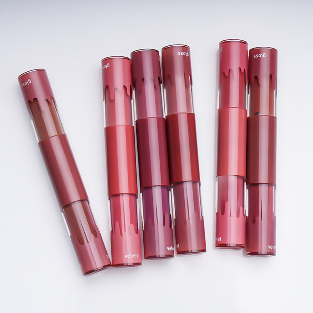 Rouge à lèvres mat 6 couleurs + rouge à lèvres velours double embout longue tenue