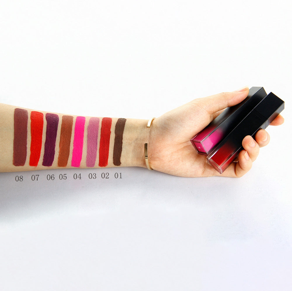 8 Color Matte Liquid Lipstick Nonstick Waterproof Long Wear Gradient Tube