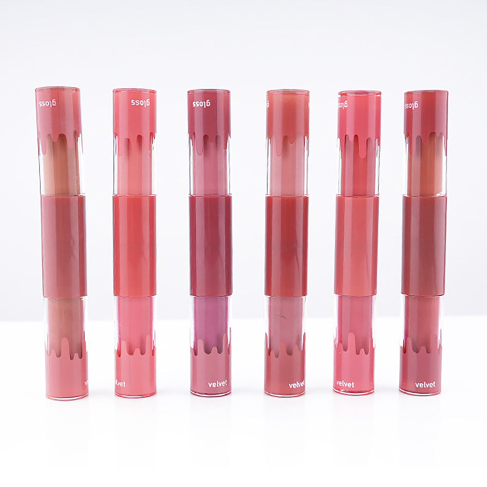 Rouge à lèvres mat 6 couleurs + rouge à lèvres velours double embout longue tenue