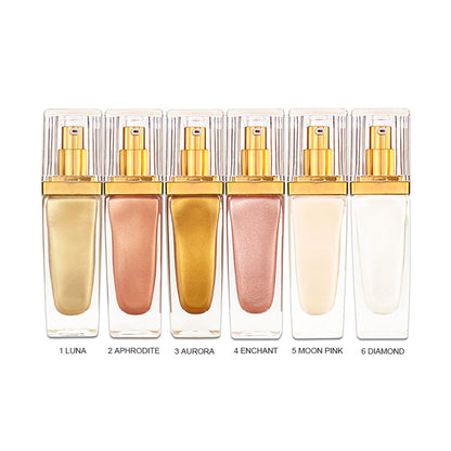 6 Color Liquid Highlighter Spray Face Body High Pigmented Long Lasting