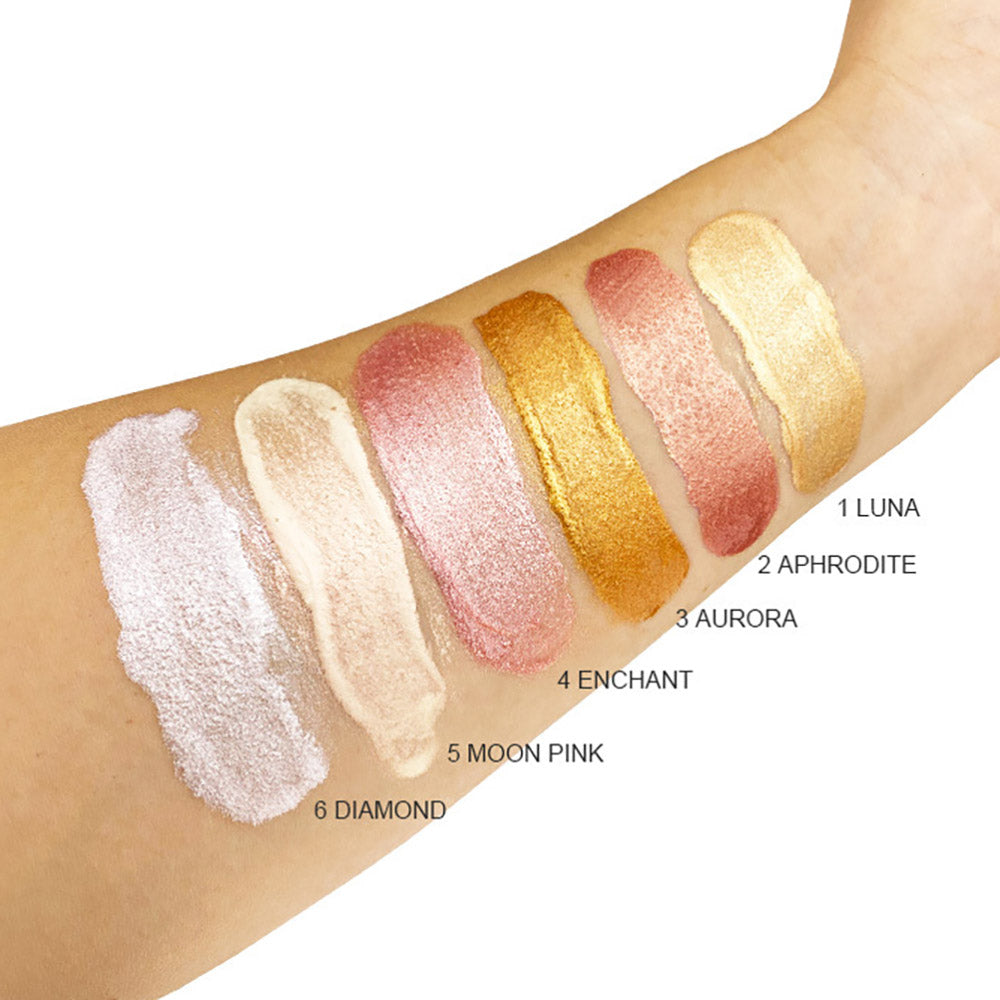 6 Color Liquid Highlighter Spray Face Body High Pigmented Long Lasting