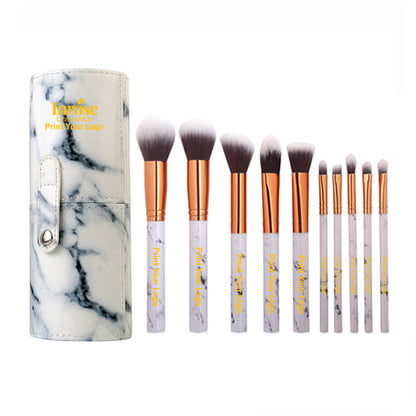 10 pcs makeup brush set bucket marble brushes soft skin friendly