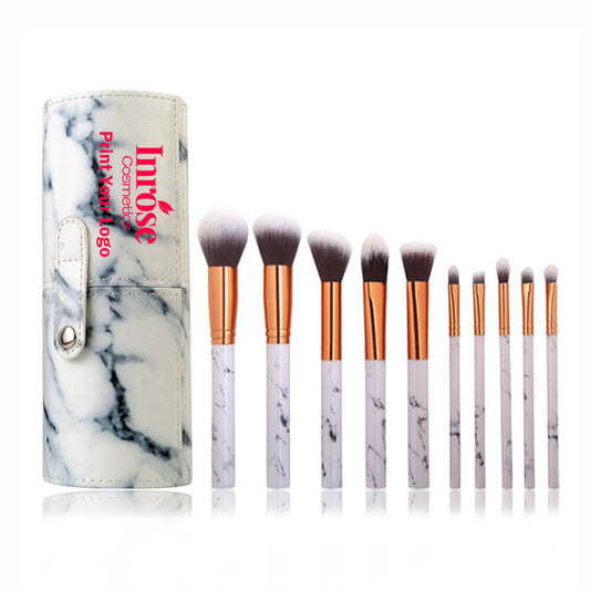 10 pcs makeup brush set bucket marble brushes soft skin friendly