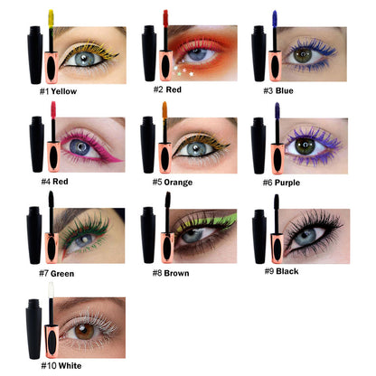 10-Color Colored Mascara 3D Full Volume Waterproof Thick Curling Long Lasting Vegan