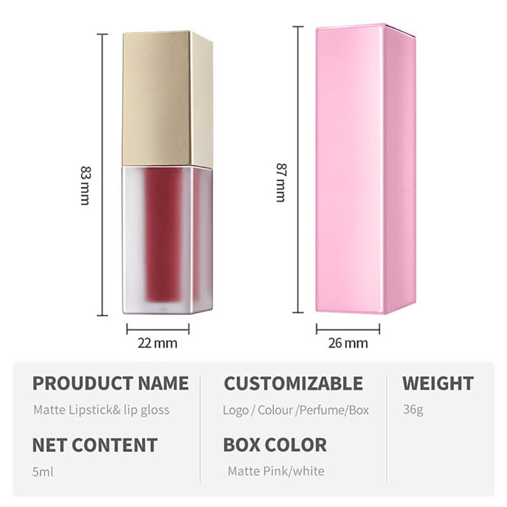 55 Color Matte Liquid Lipstick Waterproof Long Lasting Non-Stick Gold Tube