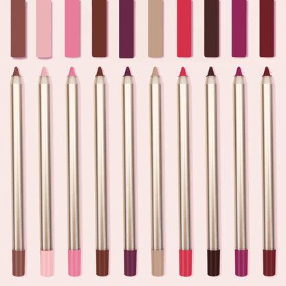 15 Color Matte Lip Liner Gold Lip Pencil Waterproof High Pigmented Vegan