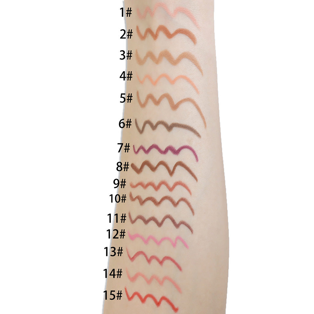 15 Color Matte Lip Liner Gold Lip Pencil Waterproof High Pigmented Vegan