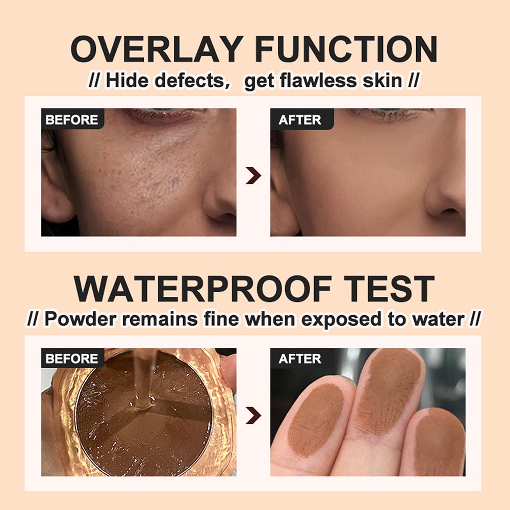 Poudre compacte fixatrice 6 couleurs, correcteur contouring vegan waterproof