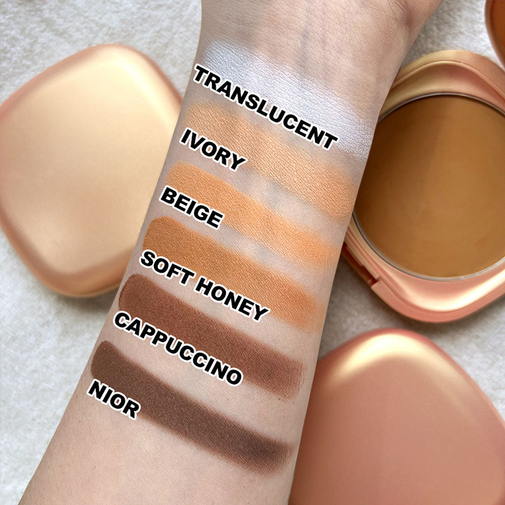 Poudre compacte fixatrice 6 couleurs, correcteur contouring vegan waterproof