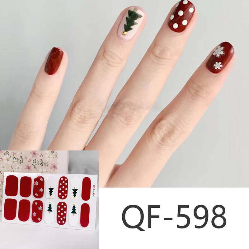 Cute nail stickers tear-off nail christmas manicure patch waterproof