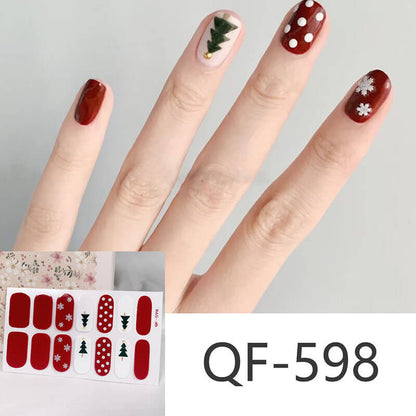 Cute nail stickers tear-off nail christmas manicure patch waterproof