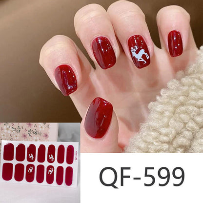 Cute nail stickers tear-off nail christmas manicure patch waterproof
