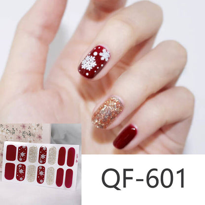 Cute nail stickers tear-off nail christmas manicure patch waterproof