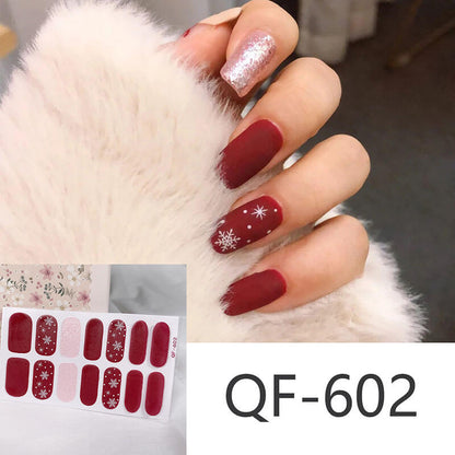 Cute nail stickers tear-off nail christmas manicure patch waterproof