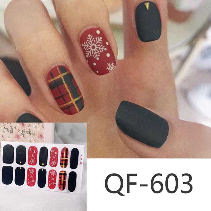 Cute nail stickers tear-off nail christmas manicure patch waterproof