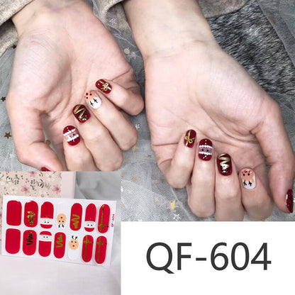 Cute nail stickers tear-off nail christmas manicure patch waterproof