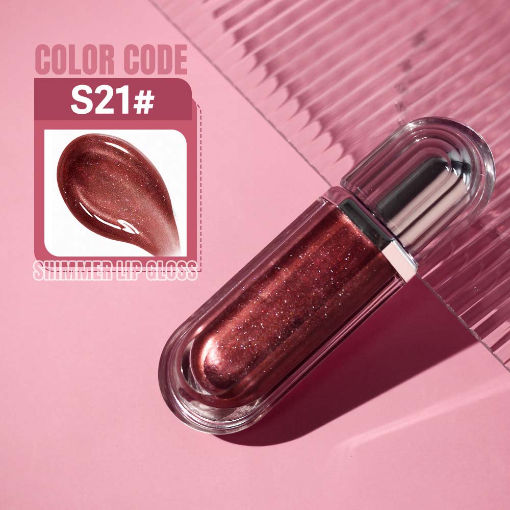 15-Color Ultra-shiny Lip Gloss Glitter with Metallic Finish High-Gloss Vegan