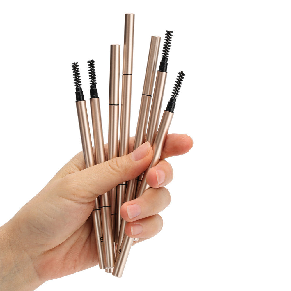 7 Color Slim Eyebrow Pencil Brow Pen Long Lasting Waterproof Gold Tube