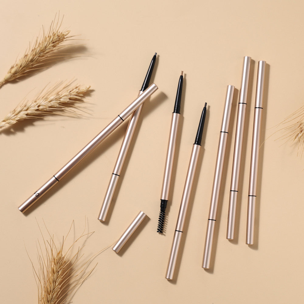 7 Color Slim Eyebrow Pencil Brow Pen Long Lasting Waterproof Gold Tube