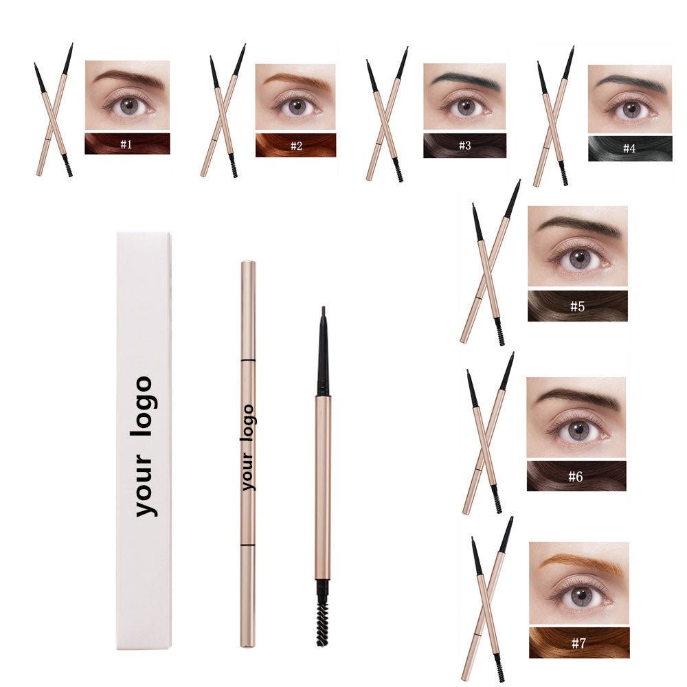 7 Color Slim Eyebrow Pencil Brow Pen Long Lasting Waterproof Gold Tube