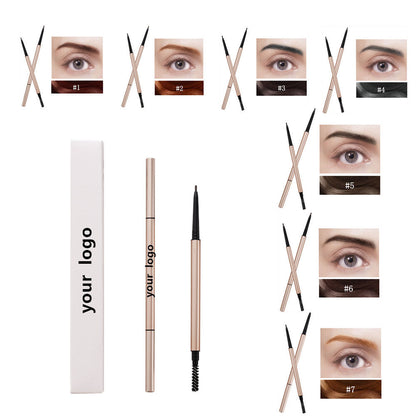 7 Color Slim Eyebrow Pencil Brow Pen Long Lasting Waterproof Gold Tube
