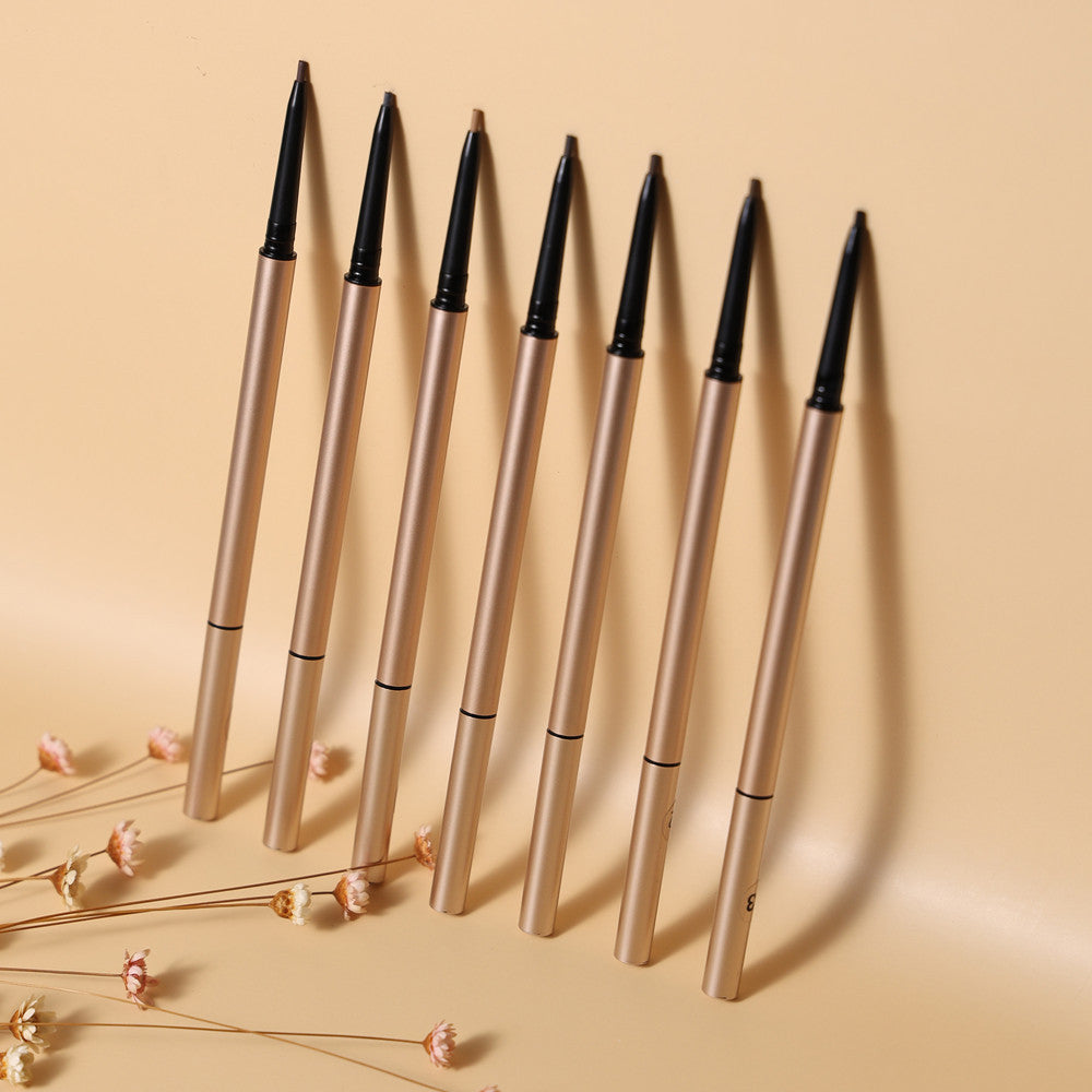 7 Color Slim Eyebrow Pencil Brow Pen Long Lasting Waterproof Gold Tube