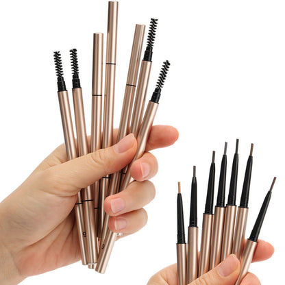 7 Color Slim Eyebrow Pencil Brow Pen Long Lasting Waterproof Gold Tube