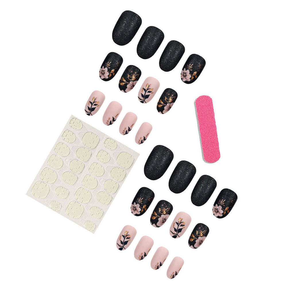 Press On Nails Autumn Winter Leaf-shaped Nail Stickers Manicures Medium-length