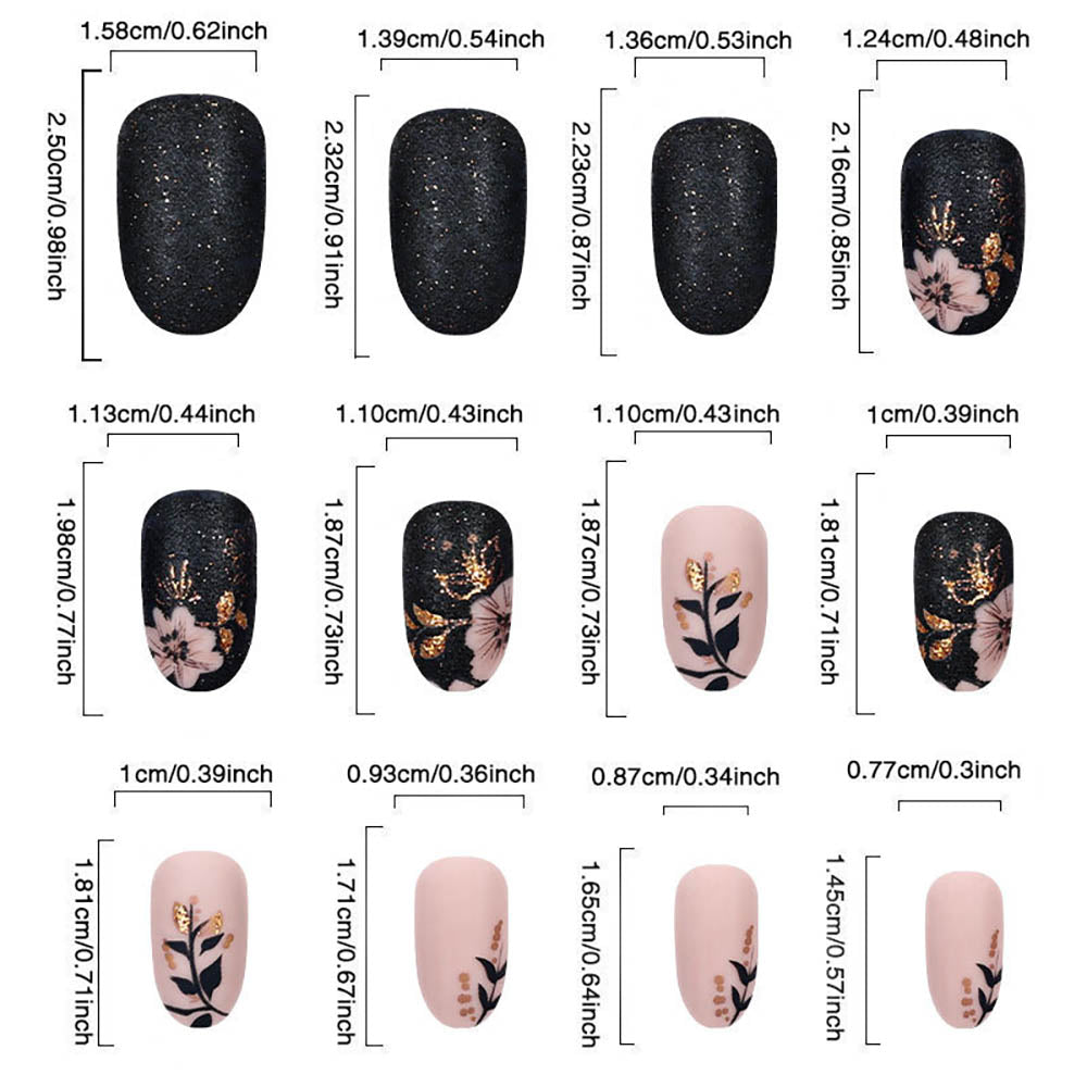 Press On Nails Autumn Winter Leaf-shaped Nail Stickers Manicures Medium-length
