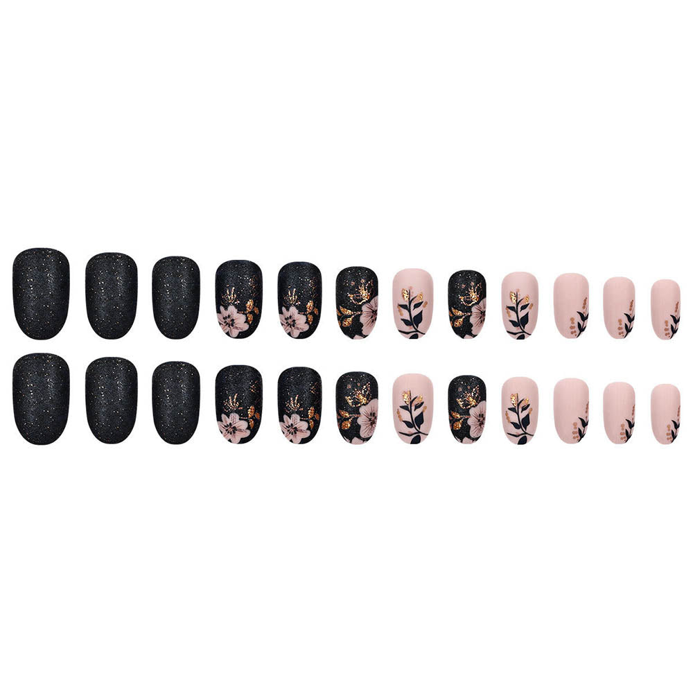 Press On Nails Autumn Winter Leaf-shaped Nail Stickers Manicures Medium-length