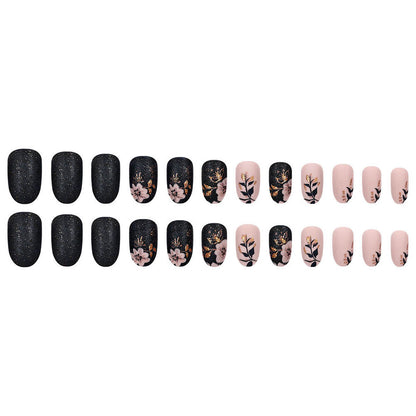 Press On Nails Autumn Winter Leaf-shaped Nail Stickers Manicures Medium-length