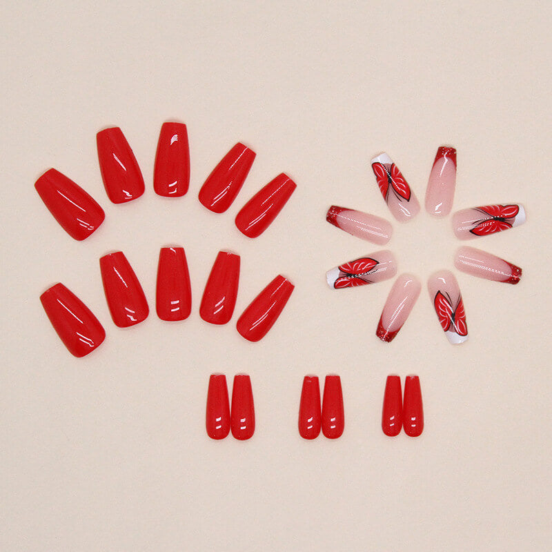 Press on nails ballet nail French butterfly manicure removable 24pcs