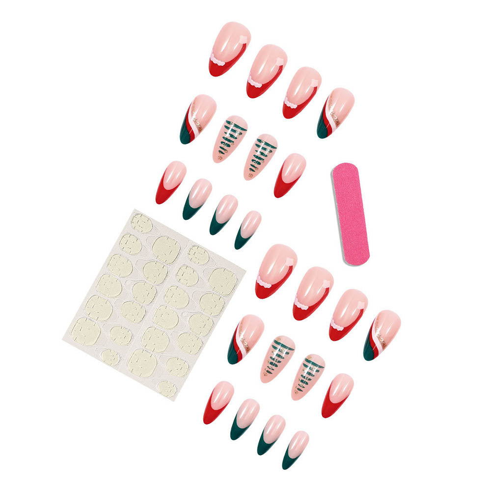 Christmas Tree Ins Fashion Nail Art Nail Film Press On Nails Removable 24 Pcs