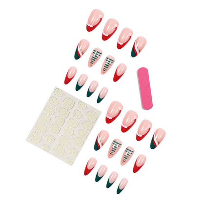 Christmas Tree Ins Fashion Nail Art Nail Film Press On Nails Removable 24 Pcs