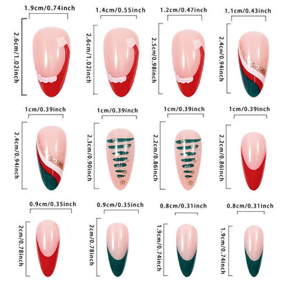 Christmas Tree Ins Fashion Nail Art Nail Film Press On Nails Removable 24 Pcs