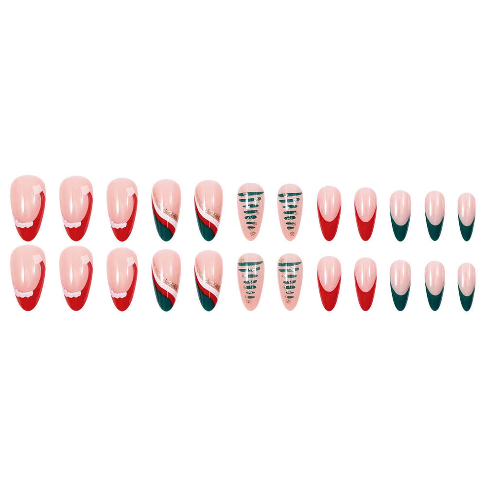 Christmas Tree Ins Fashion Nail Art Nail Film Press On Nails Removable 24 Pcs
