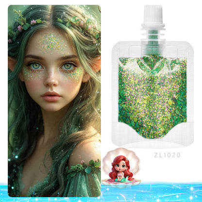 17 color mermaid glitter gel face body eyeshadow patches (with storage bag)