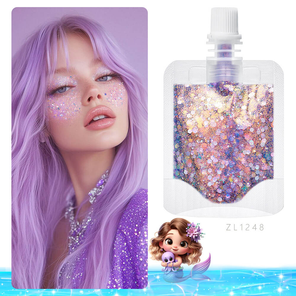 17 color mermaid glitter gel face body eyeshadow patches (with storage bag)