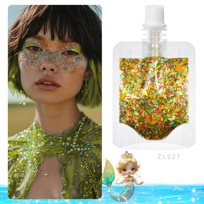 17 color mermaid glitter gel face body eyeshadow patches (with storage bag)