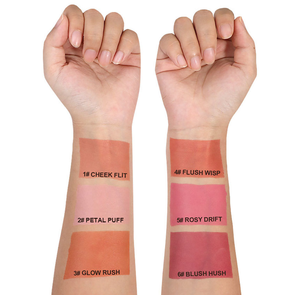 6-Color Air Cushion Liquid Blush Matte Finish High Pigment Long-Lasting Waterproof