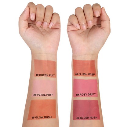 6-Color Air Cushion Liquid Blush Matte Finish High Pigment Long-Lasting Waterproof