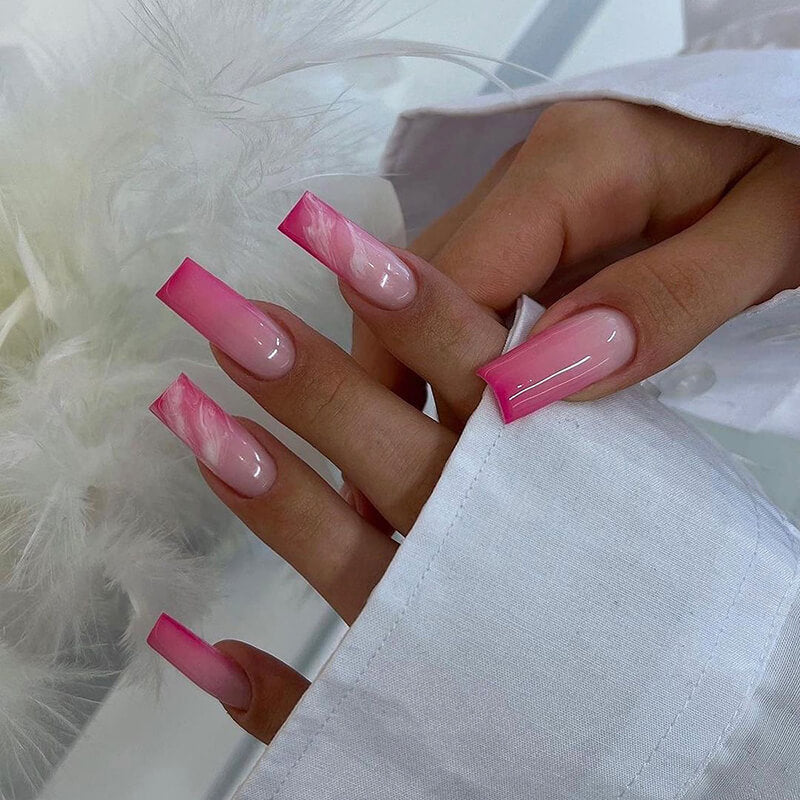 French manicure wearable nail art nail stickers ballet nail tips 24pcs
