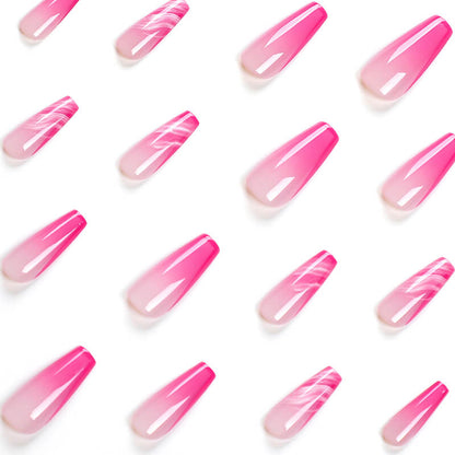 French manicure wearable nail art nail stickers ballet nail tips 24pcs