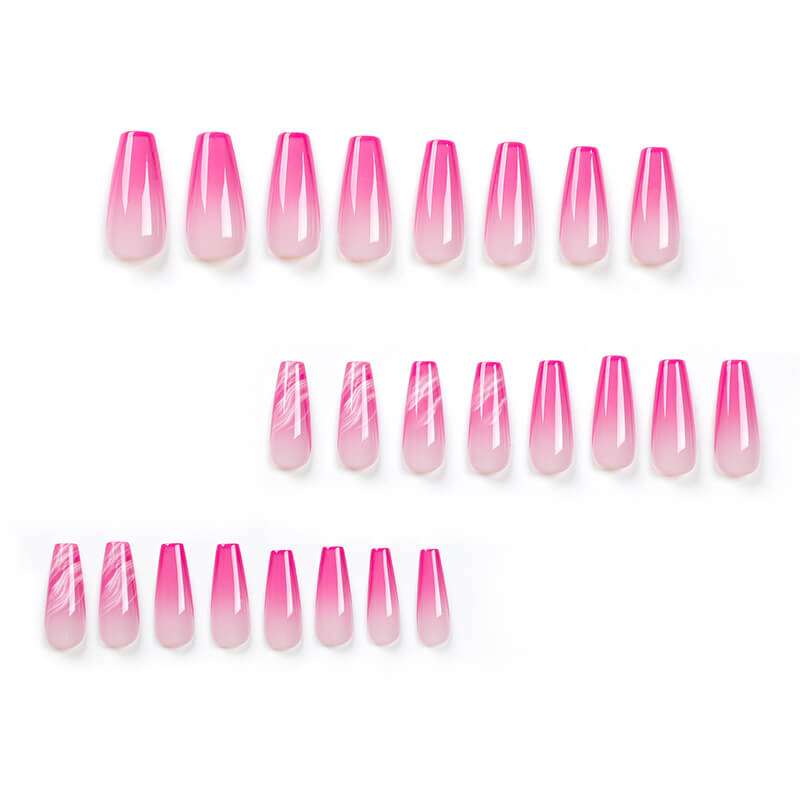 French manicure wearable nail art nail stickers ballet nail tips 24pcs