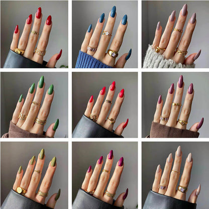Wearable press on nails solid color nail pieces nail art nail patches