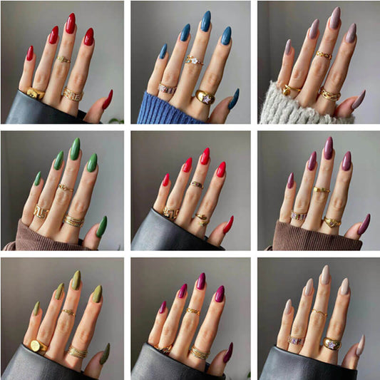 Wearable press on nails solid color nail pieces nail art nail patches