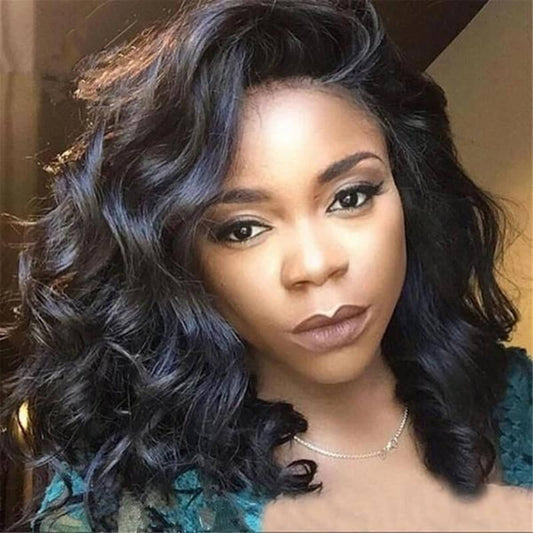 Wigs black curly hair center-parted chemical fiber headgear wig