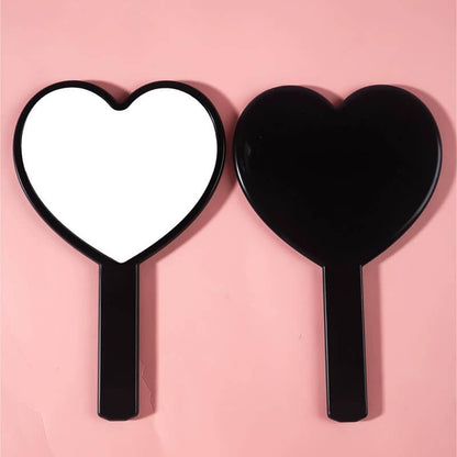 4 color heart-shaped makeup mirror love handheld portable handle mirror 16*10.5cm