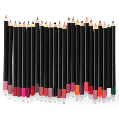 25 Color Lip Liner Matte Lip Color Pencil Black High Pigmented Private Label